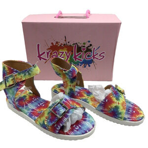 krazy kicks girls tie-dye sandals size‎ 2
